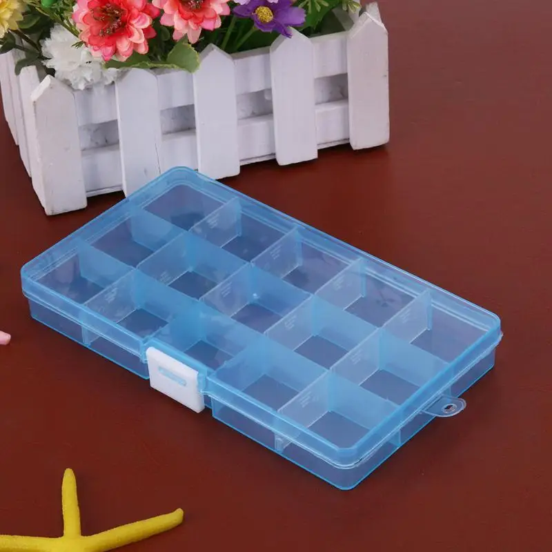 Прозрачные 15 решеток PP пластиковые ящики для хранения съемные ювелирные изделия