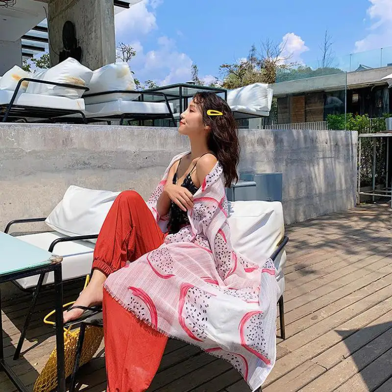 

Women's imitation silk scarf beach shawl spring summer autumn scarf plaid size beach shawl scarf for women