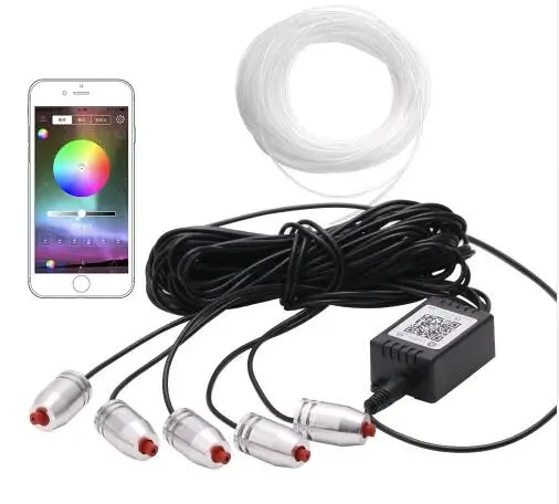 6m APP control 6 м RGB светодиодный светильник для салона автомобиля Многоцветный EL неоновый светильник с полосками звук активный Bluetooth телефон контроль атмосфера светильник 12 В - Испускаемый цвет: 6m APP control