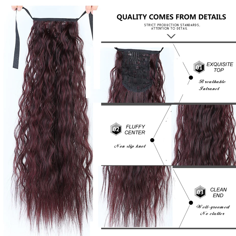 MEIFAN Long Synthetic Afro Kinky Curly Ponytail Hair Pieces Ribbon Drawstring Clip on Ponytail Hair Extensions False Hair Pieces