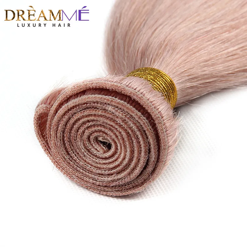 Dreamme однотонный розовый Ombre бразильский прямые натуральные волосы ткань Комплект