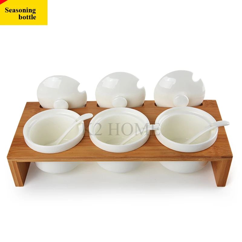 Набор из 3 шт. Керамика приправа специи горшок чаши с ложкой и фарфоровая шкатулка