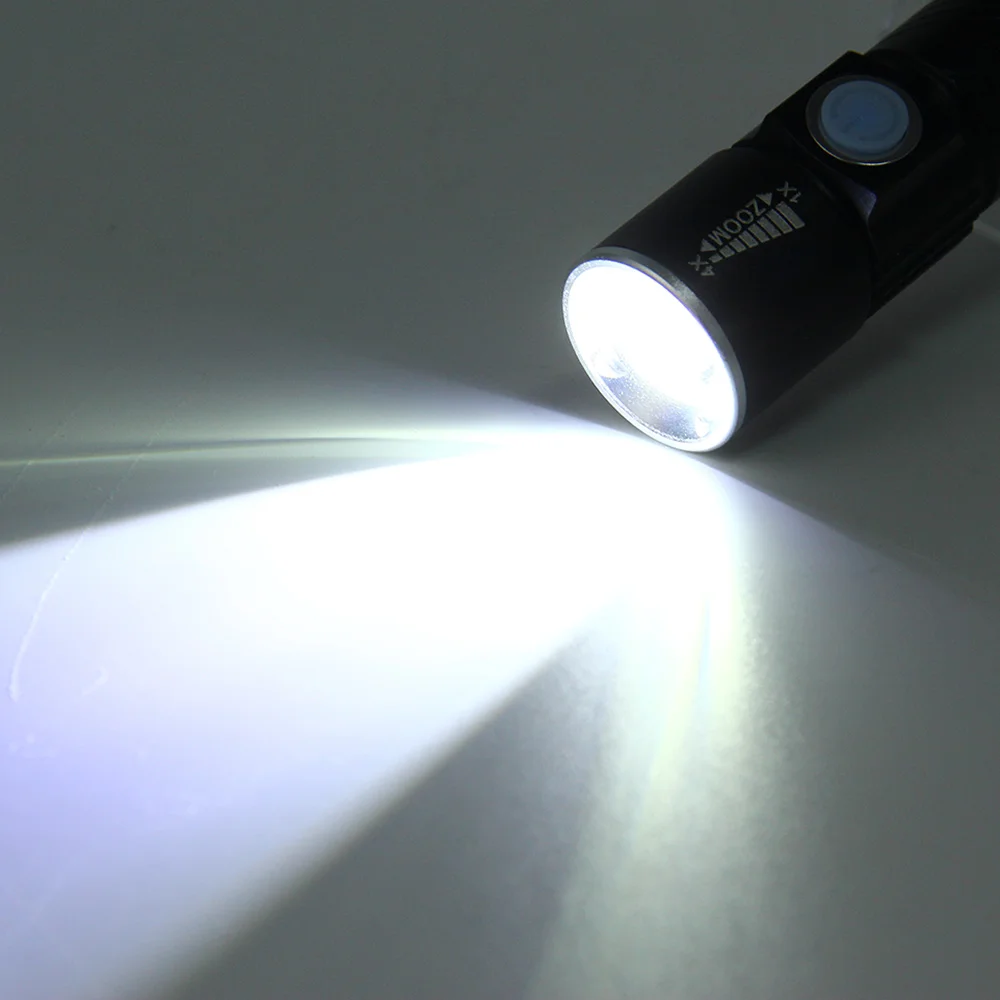 3 режима тактический фонарик мини зум перезаряжаемый Мощный USB светодиодный AC