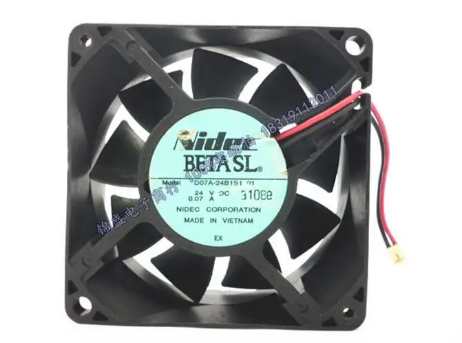 Оригинальный двухпроводный инверторный вентилятор NIDEC D07A 24B1S1 01 7025 0 07a 70*70*25 мм 24