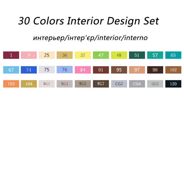 30 interior set TOUCHFIVE эскизные маркеры для рисования алкогольные чернила на масляной основе набор маркеров Кисть ручка для акварельной живописи товары для рукоделия - Цвет: 30 interior set