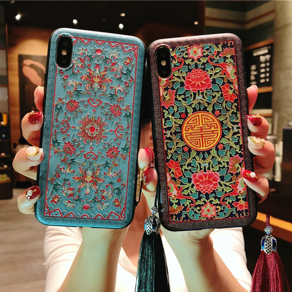 Palace Style Phone Case For iPhone 6 6S 7 8 Plus Capa X Relief Back Cover |