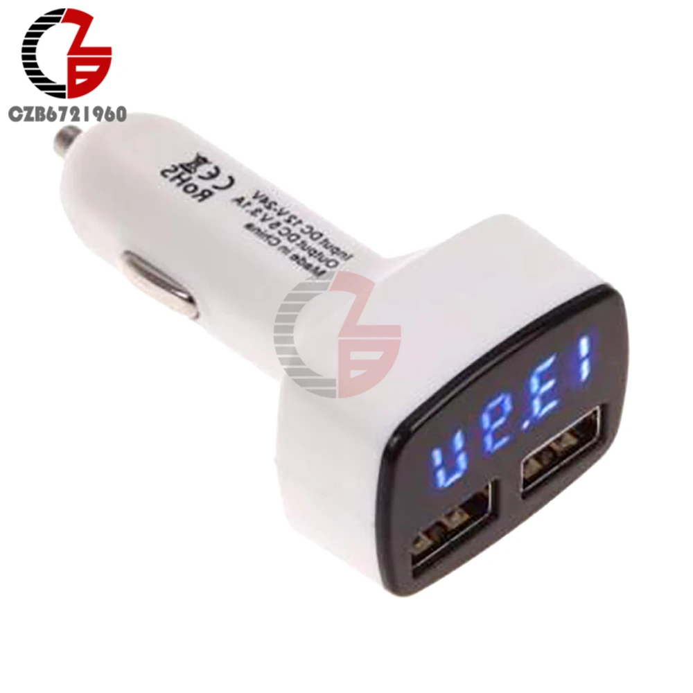 Автомобильное зарядное устройство с двумя USB портами 5 В 3 1 А|tester voltage|tester for cartester