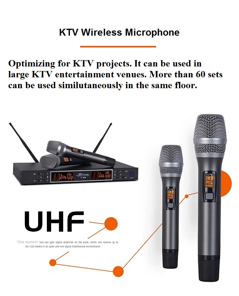 Большая двойная портативная беспроводная система микрофонов KTV караоке