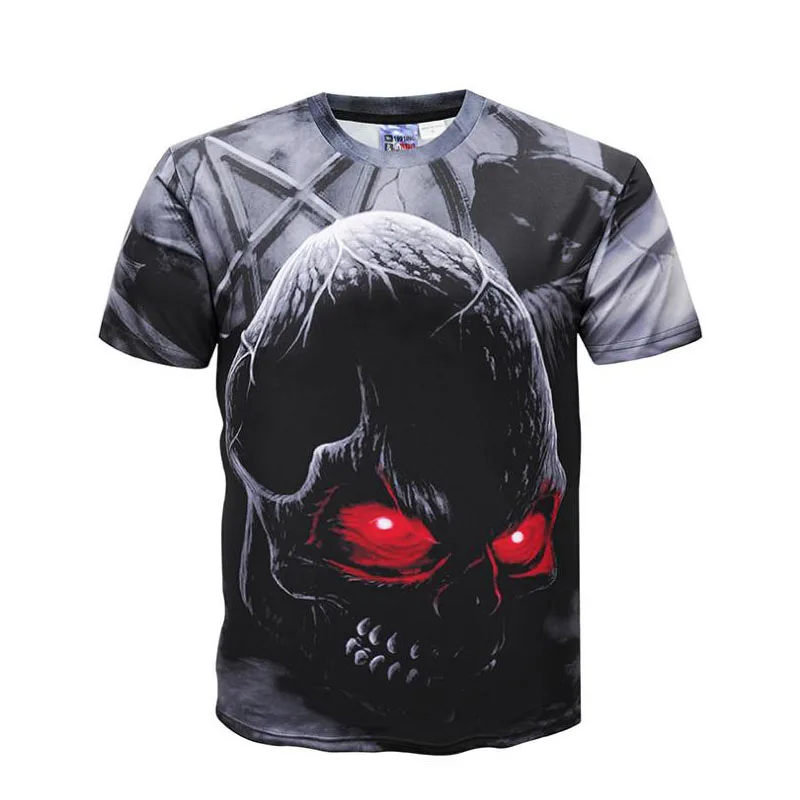 3D Print Men's Casual T-shirt Round Neck Tees Free Shipping with Skull Patterns tshirt S-5XL Available Hotsale T-shirts Tops | Мужская