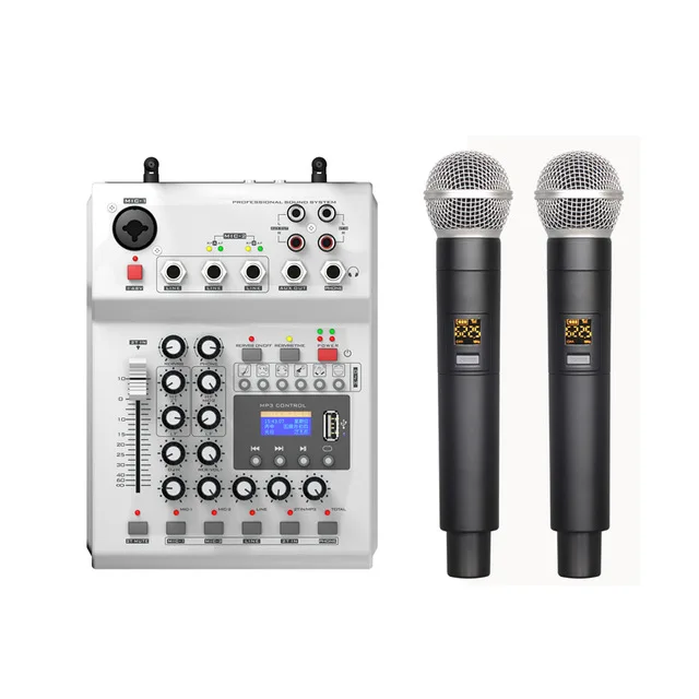 USB аудио DJ микшер KTV микрофон Nono вход 2 беспроводной 48 В фантомное питание для
