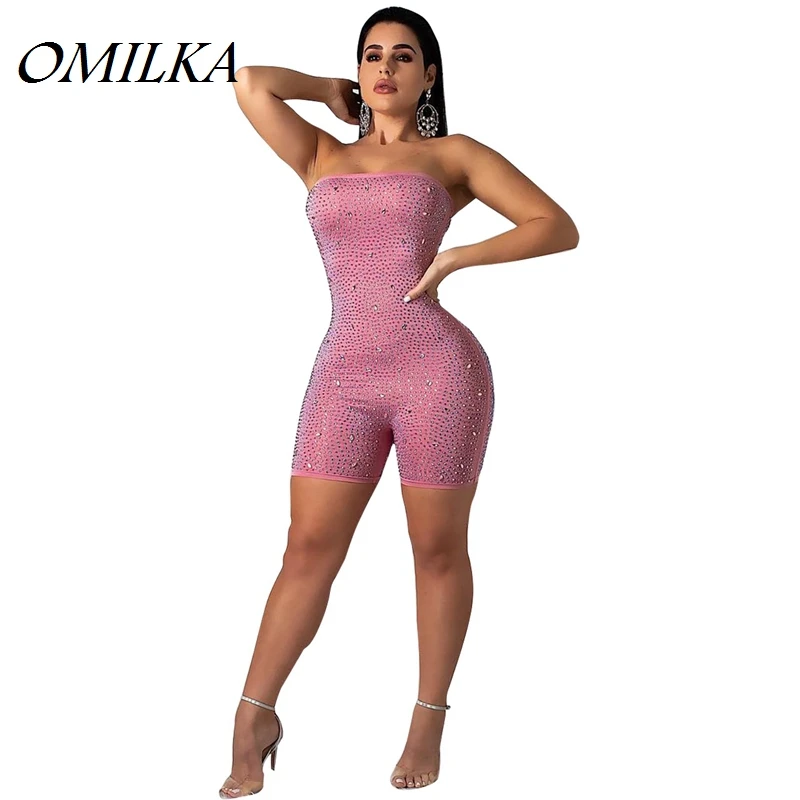 

Комбинезон женский OMILKA, без бретелек, с бриллиантами, Осень-зима, 2018