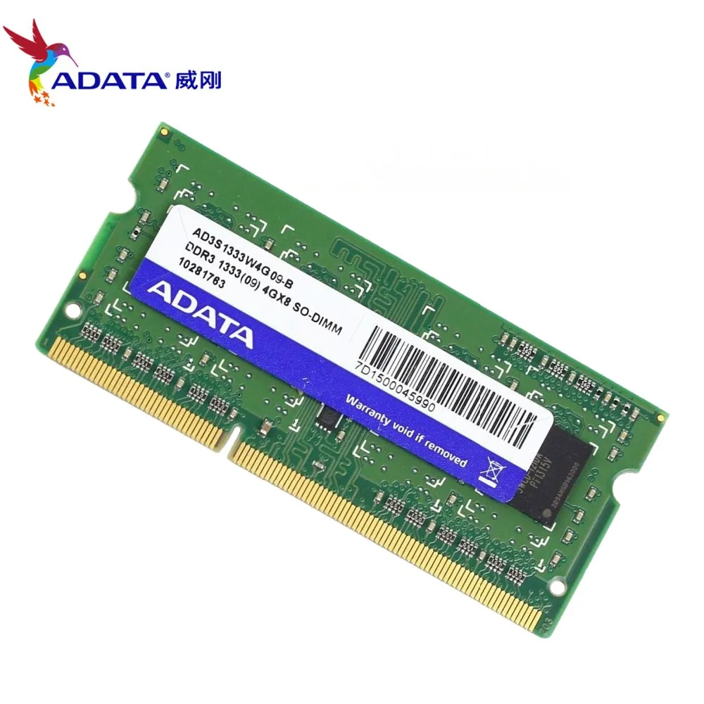 AData 4GB DDR3L память ноутбука 1333MHz PC3 10600 DDR3 1 35 V 5 ноутбук RAM SO DIMM 1333 2G 204 PIN|Оперативная