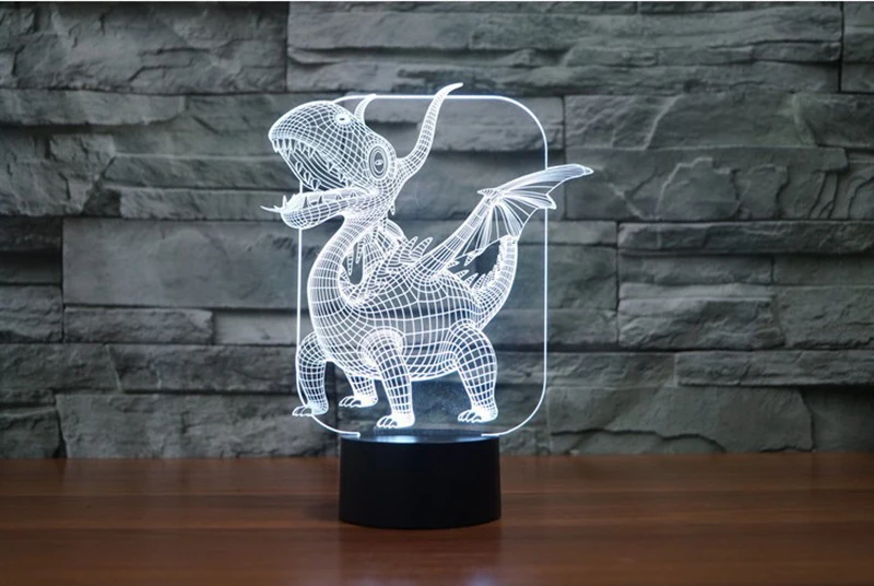 Крылатый Дракон красочный 3D свет светодиодный акриловый визуальный стерео свет сенсорный пульт дистанционного управления