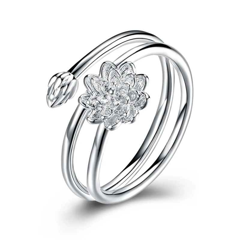 

Garilina Trendy Fashion Silver Color Ring Flower Shaped Anniversary Ring R2236