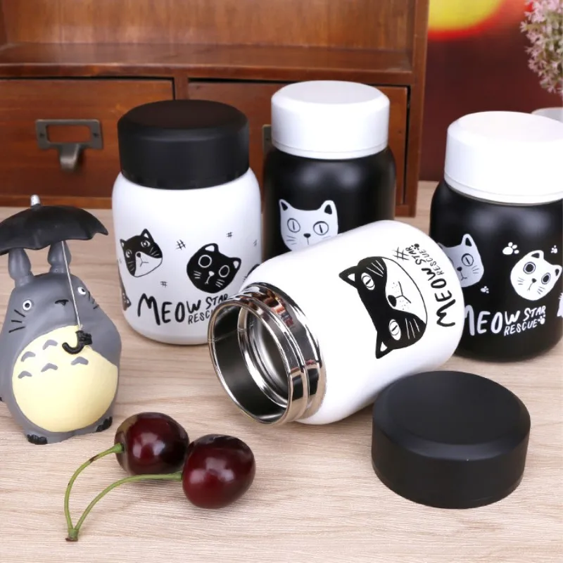 Дорожный термос для кофе бутылка воды нержавеющая сталь кошка вакуумный кружки