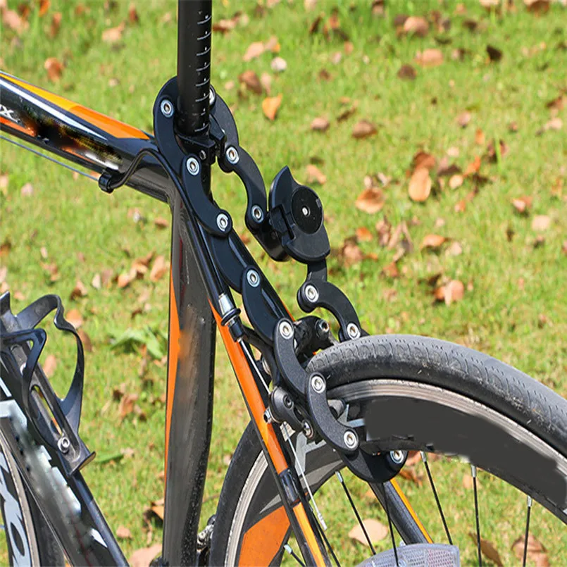 

Bike Anti Theft Chain Lock Foldable Mini Folding Security Steel Cycling Hamburg Lock Bicycle Handleber Lock Bicycle Accessories