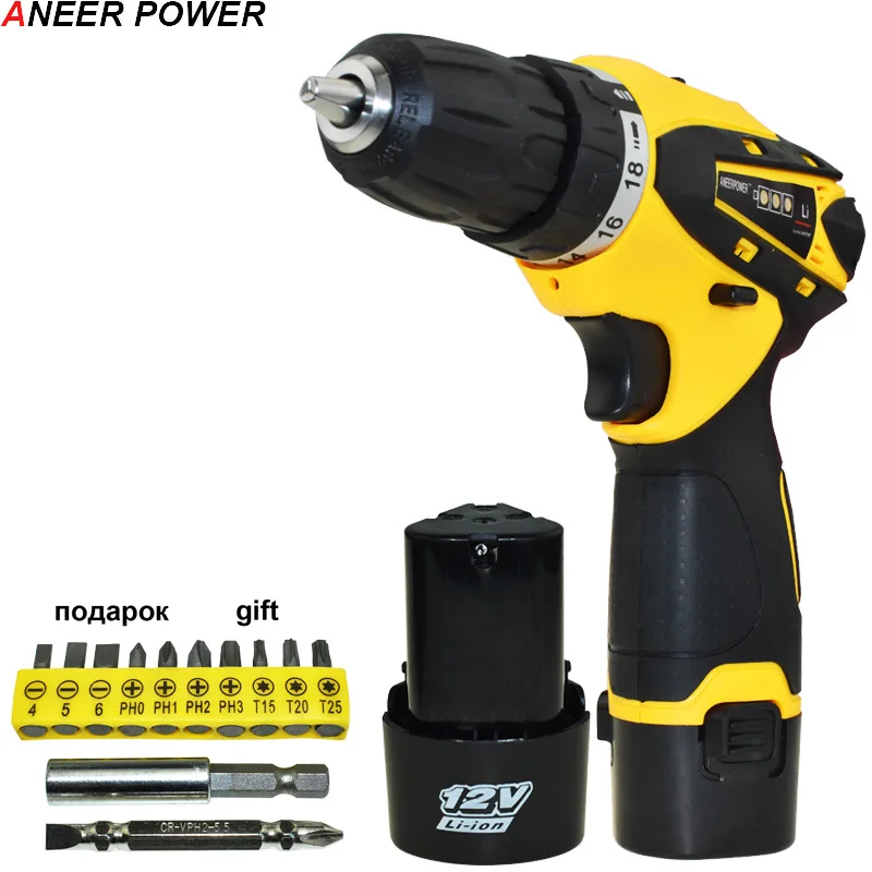 2pcs battery 12 В многофункциональная аккумуляторная отвертка, электроинструменты, дрель, мини-батареи, отвертка, 1.5ач, емкость батареи, отвертка - Цвет: 2pcs battery