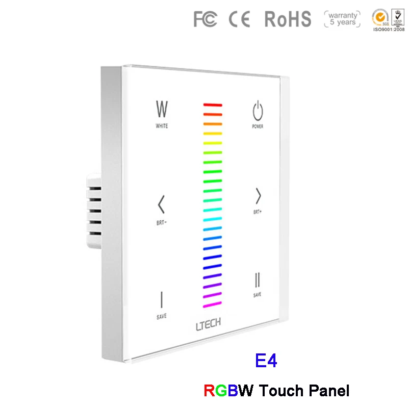 LTECH диммер E4/E4S RGBW светодиодная Сенсорная панель DC12 24V 3A * 4CH Max.288W настенный