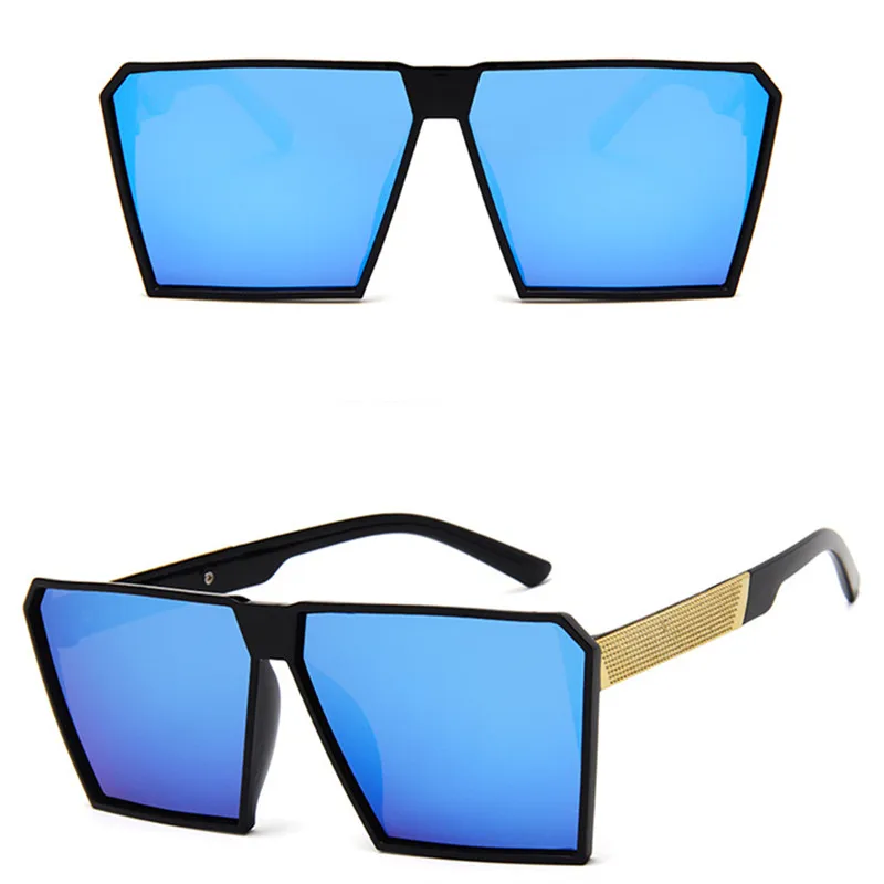 

2019 new fashion ladies sunglasses classic retro brand design large frame square men's glasses UV400 reflective sunglasses