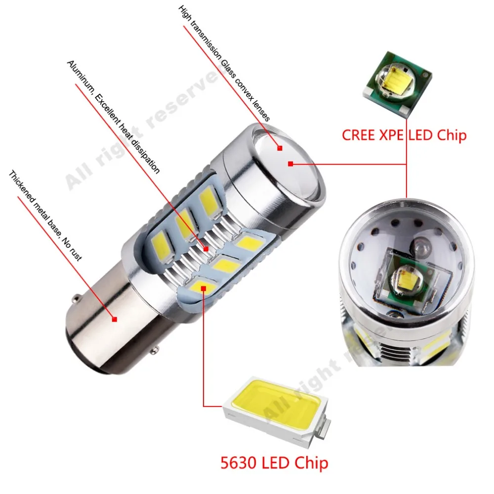 2 шт. 1157 Led BAY15D 12 led 5730 smd высокомощная лампа красный белый желтый p21/5 Вт