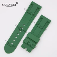 carlywet 24mm green waterproof silicone rubber replacement wrist watch band strap belt for brand watch for luminor