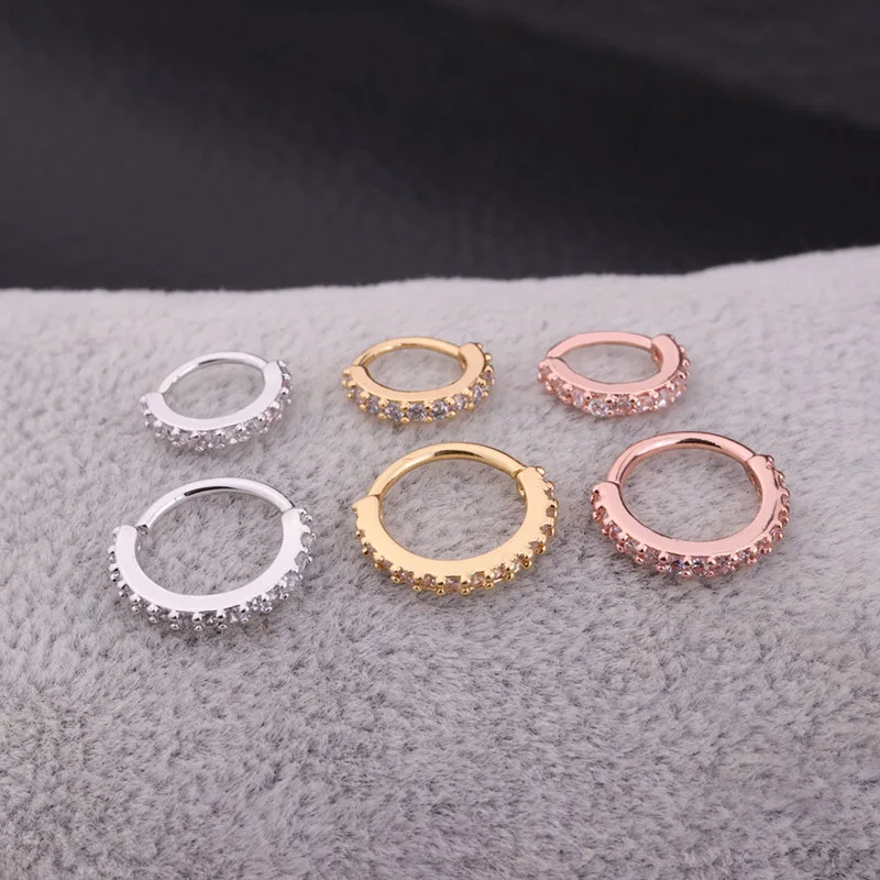 1 шт. розовое золото серебро Cz кольцо в нос серьги гвоздики Daith Snug Rook на Козелок