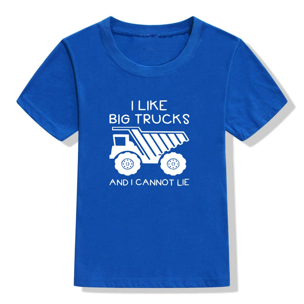 Детская футболка с надписью «I Like Big Trucks and I Not Lie» детские топы с круглым вырезом, забавная Повседневная Блузка для малышей, футболка милые рубашки для маленьких мальчиков