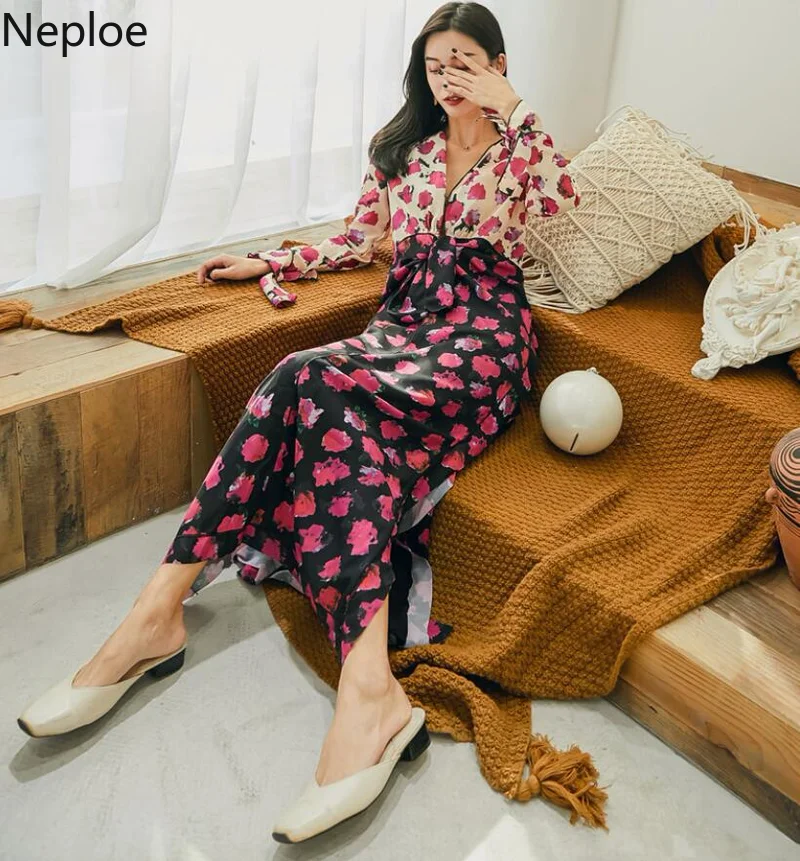 Nepole/2019 летнее сексуальное шифоновое платье с v-образным вырезом модное милое