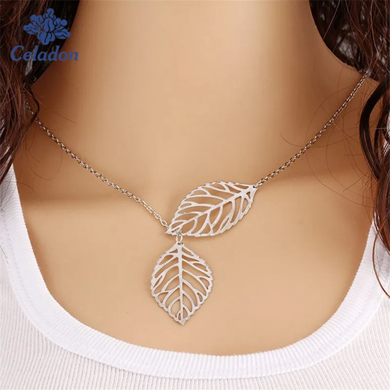 Новинка 2018 винтажное ожерелье с подвеской в виде большого листа цепочка до