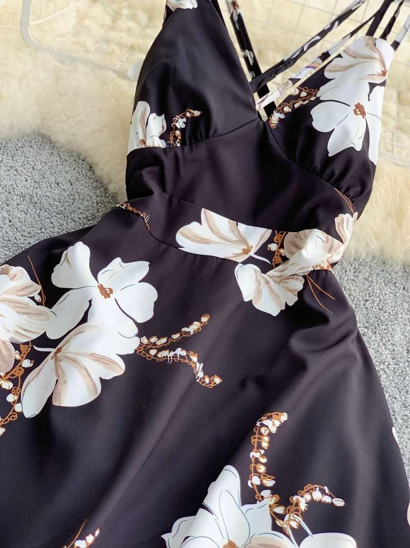 Женское шифоновое платье на бретелях Vestidos Verano длинное облегающее с v-образным