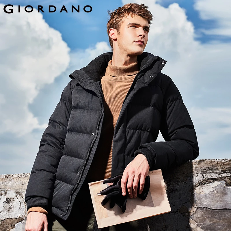 Giordano мужской пуховик из утиного пуха со съёмным капюшоном имеет два варианта