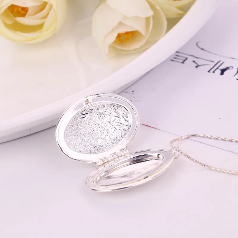 1 шт. овальный резной классический цветочный узор Открывающийся кулон ожерелье