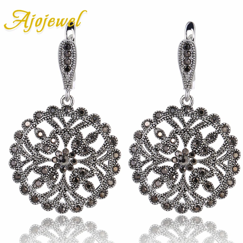 Высококачественные серьги подвески Ajojewel с черными кристаллами Стразы большие