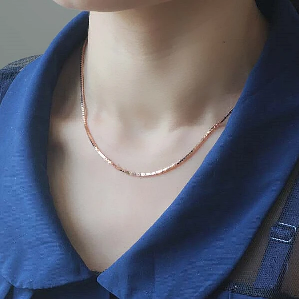 

Rose Gold Necklace / Bless Milan Bone Chain Necklace/ 3.65g