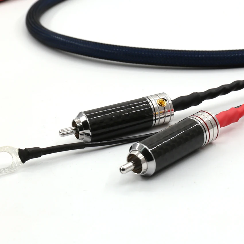 Кабель тонарма с медным и серебряным покрытием 2 RCA на разъемами|rca rhodium|cable phonocable