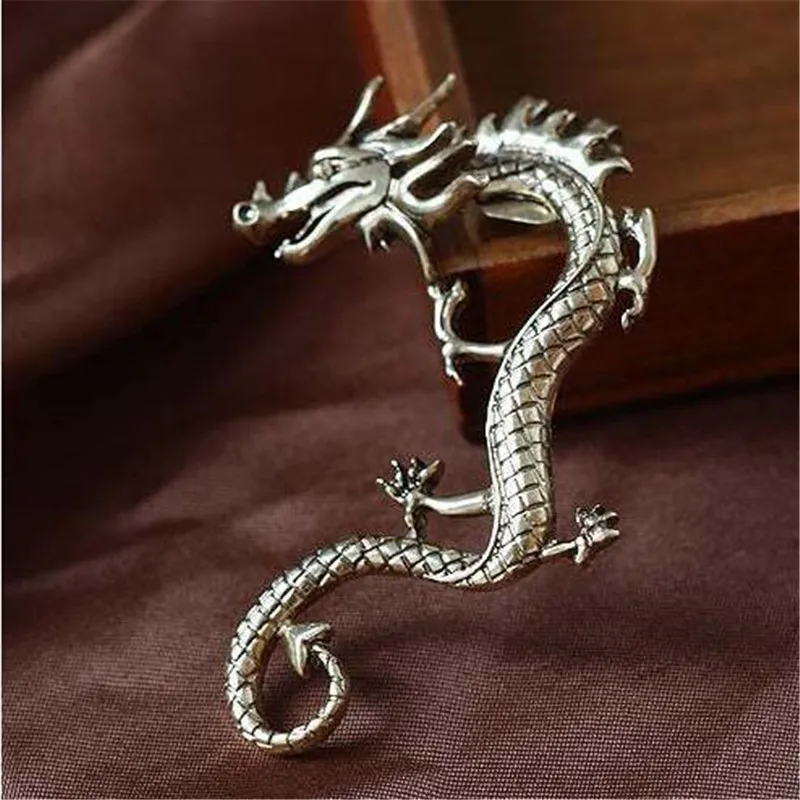 Женские и мужские серьги в стиле панк винтажные медные с драконом черного цвета