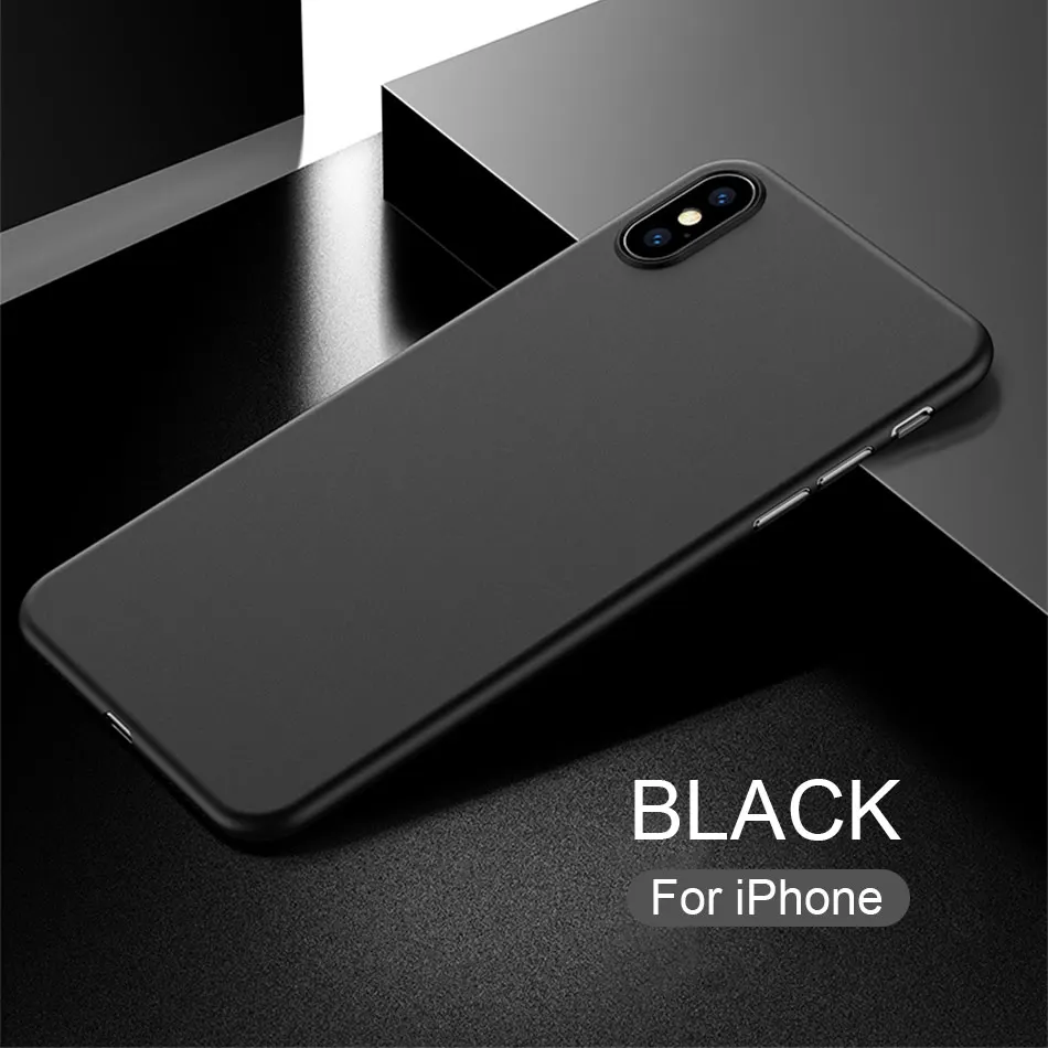 Black 0,4 мм ультра тонкий PP мягкий чехол для iphone X XR XS Max полный противоударный чехол для iphone 6 6s 7 8 PLus матовый защитный чехол - Цвет: Black
