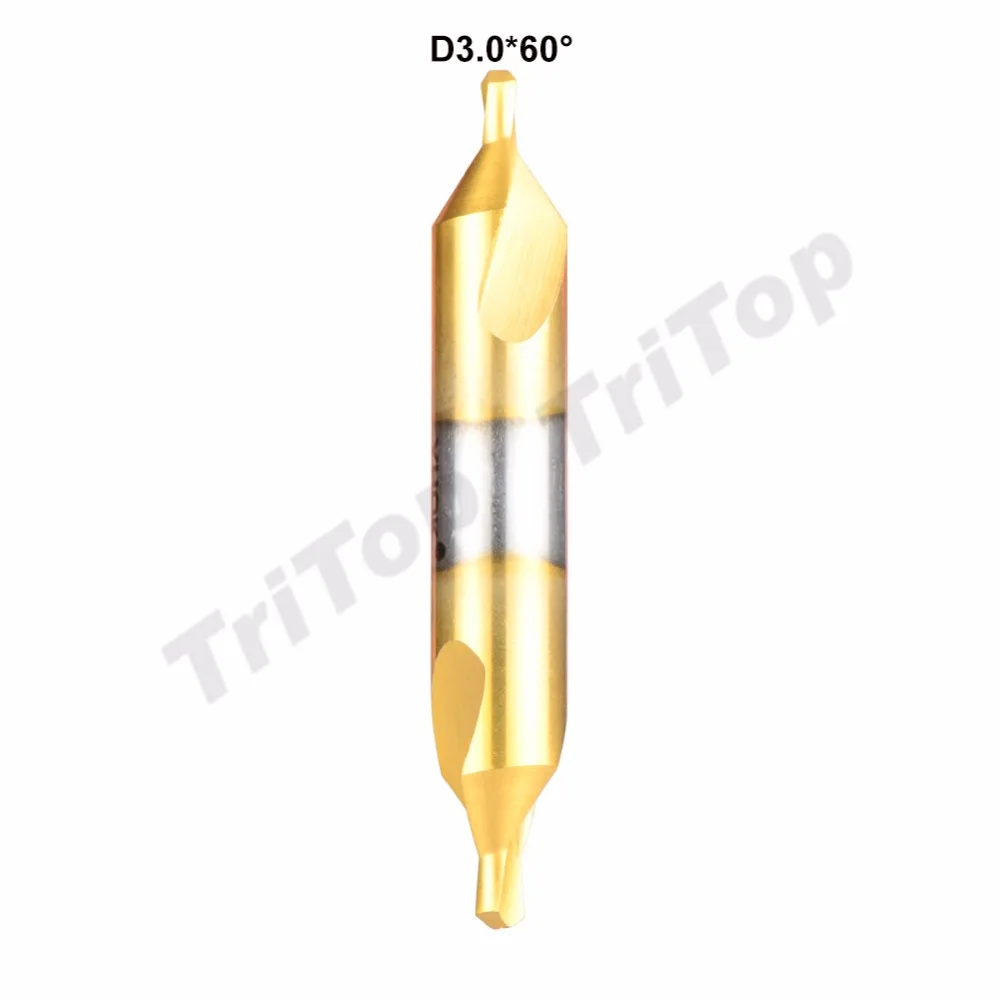 5pcs/lot D3.0*60degree  HSS high quality Containing cobalt golden coating center drill bit shank diameter 8mm 60 free shipping