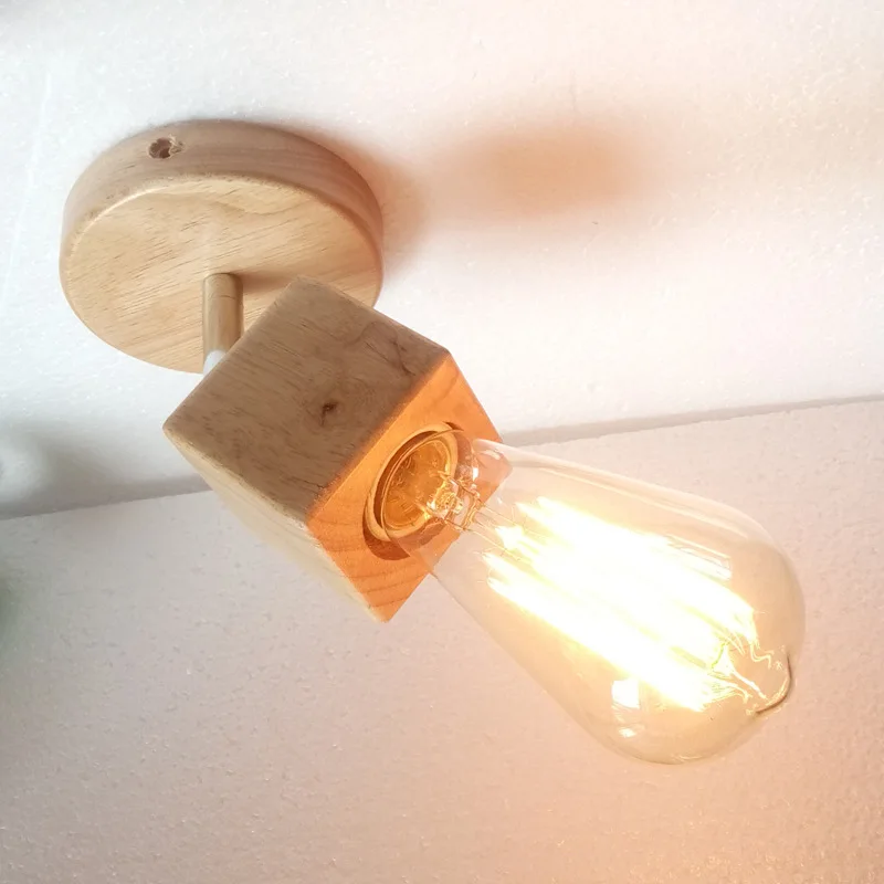

The wooden wall creative modern minimalist wooden bedroom living room balcony lamp bedside lamp LED M