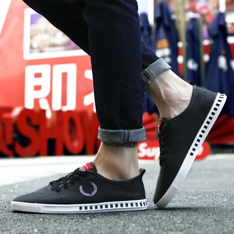 2018 Spring Summer Canvas Shoes Men Sneakers Low Top Linen Black White Beige Mens Casual Male Brand Fashion | Обувь