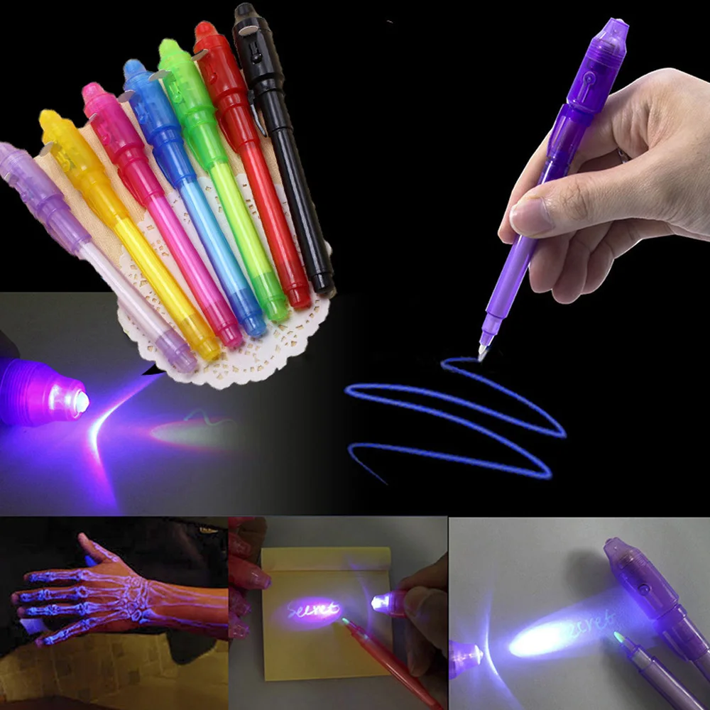 

2 in 1 Luminous Light Invisible Ink Pen Creative UV Light Check Money Pen Glow in the Dark Toys for Children Gifts