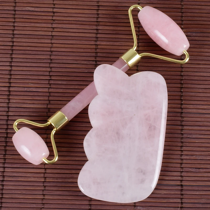 Ролик для лица большой набор инструментов гуаша розовое тело спина спа