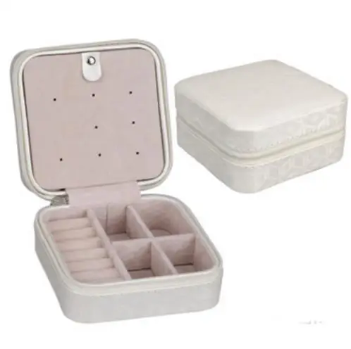 Купить Дорожная портативная кожаная шкатулка для ювелирных изделий, миниатюрный органайзер для косметики, шкатулка для серег, трехуровневая коро...