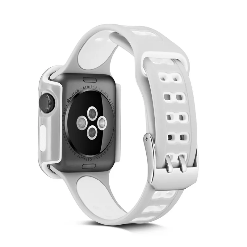 Силиконовый спортивный ремешок для часов + чехол Apple Watch браслет 42 мм 38 Iwatch серии 1 2