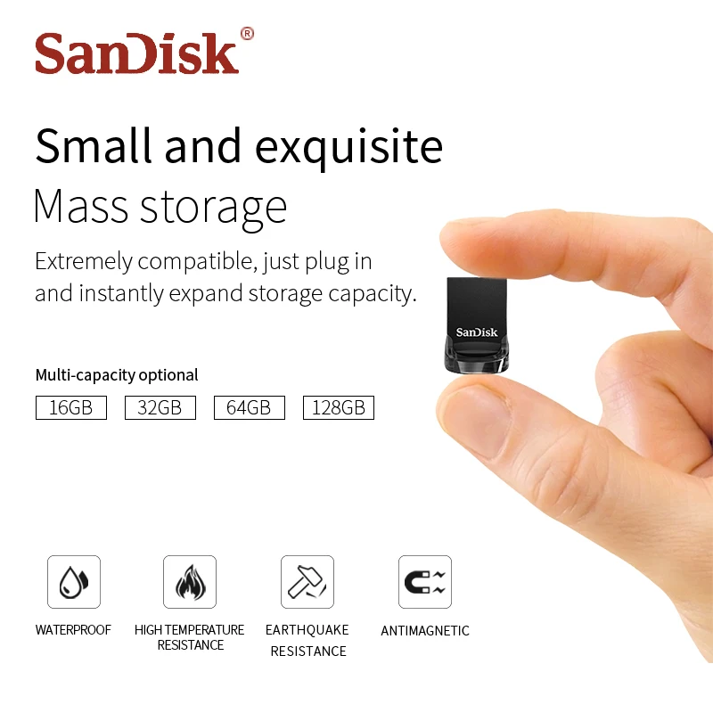 Высокоскоростной USB флеш-накопитель SanDisk 64 ГБ CZ430 16 мини 3 1 до 130 Мб/с флешка 32 128 |