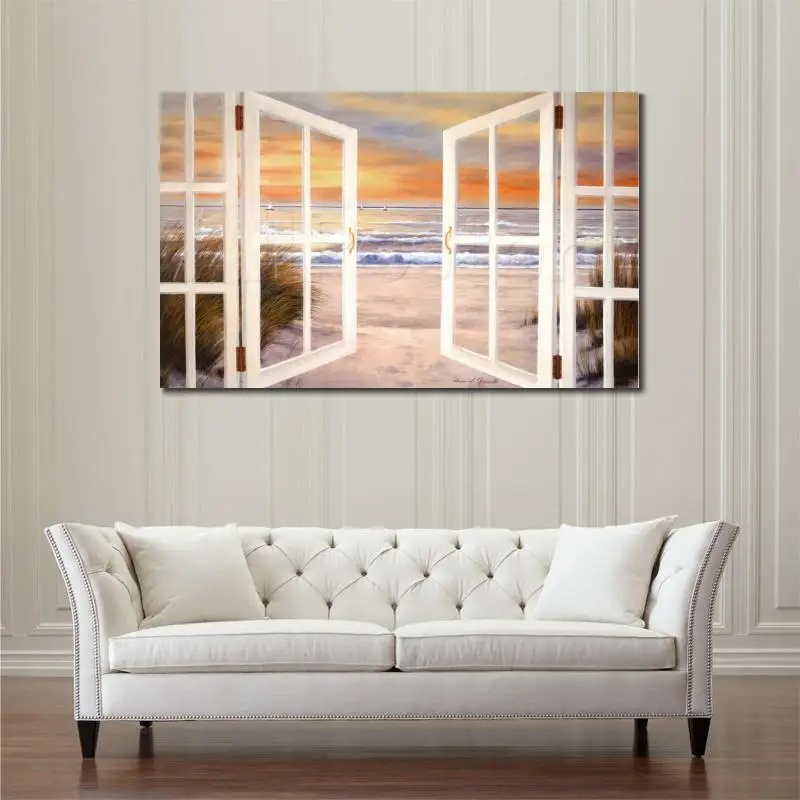 Beste Hand Geschilderd Canvas Art Olieverf Zeegezichten Sunset Beach Mooi Kunstwerk Voor Woonkamer Muur Decor Hoge Kwaliteit