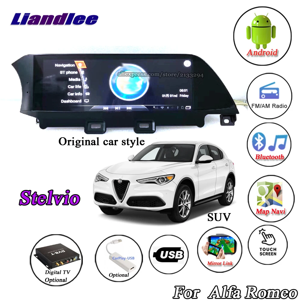 Liandlee для Alfa Romeo стельвио~ Android Мультимедиа gps автомобиль стиль стерео радио Carplay Wi Fi BT Navi навигации