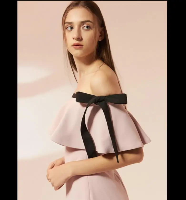 Модное летнее платье с вырезом лодочкой для вечеринки Розовое женское