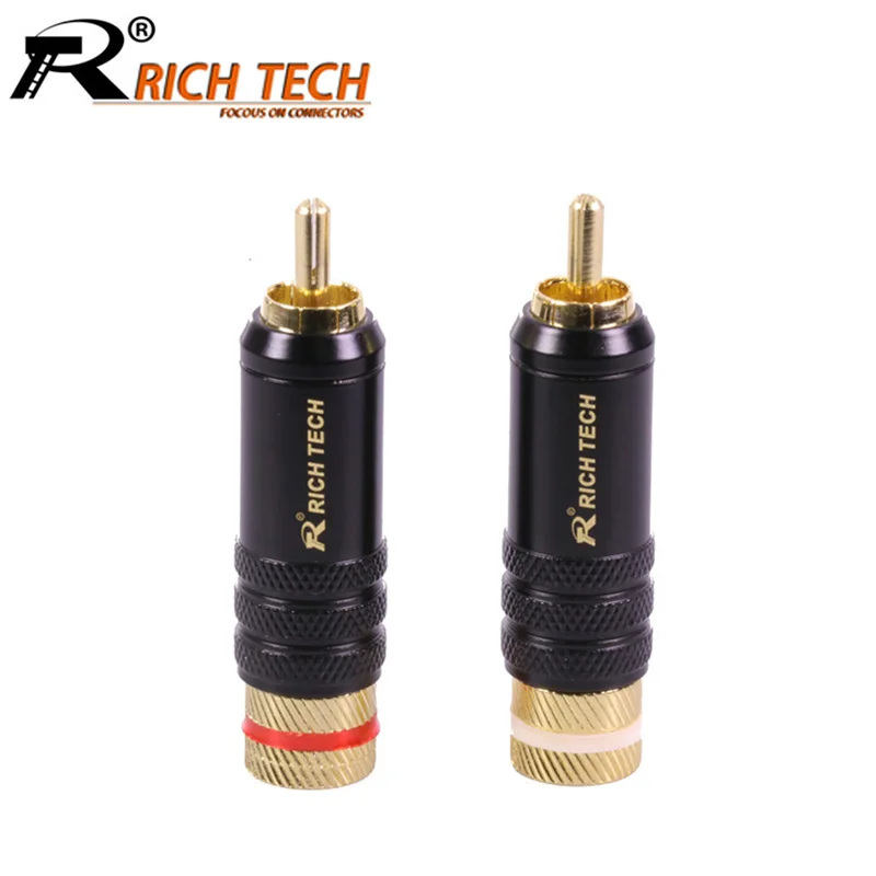 2 шт./лот Позолоченные Медь RCA Plug прочный винты разъема блокировки пайки