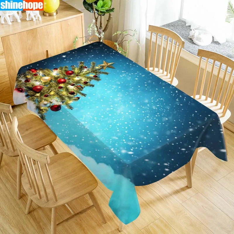 Oxford Cloth Customize Tablecloth Christmas Merry Tree Dust-proof Rectangular Table Cover For Party Home Decor 100X140cm |